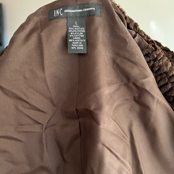 Per owned INC faux fur coat in brown - Picture 5 of 5